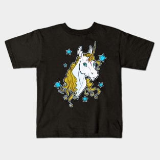 Golden Unicorn with Stars Kids T-Shirt